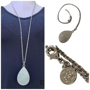 White House Black Market NWOT Crystal Teardrop Pendant Oversized Necklace 20-22"